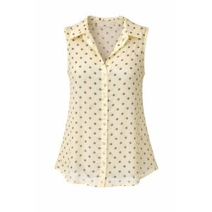 New York & Company Sheer Polka Dot Sleeveless Blouse Size S Button Back